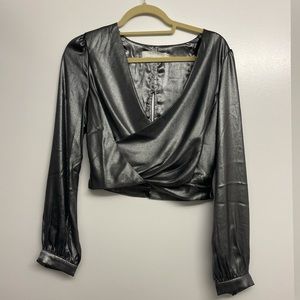 ASTR The Label Silver Metallic Top